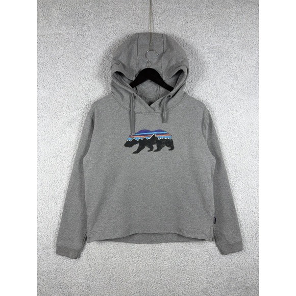 Patagonia Tops - Patagonia Uprisal Hoodie Womens Size L Shadow Gray Fitz Roy Bear Pullover 39556